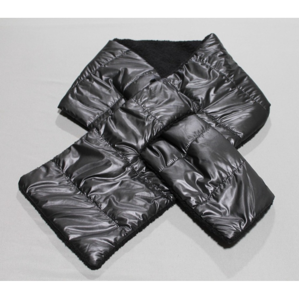 Pistil Piper Womens Quilted Puffer Scarf Black Fleece Lined Winter Wrap One Size